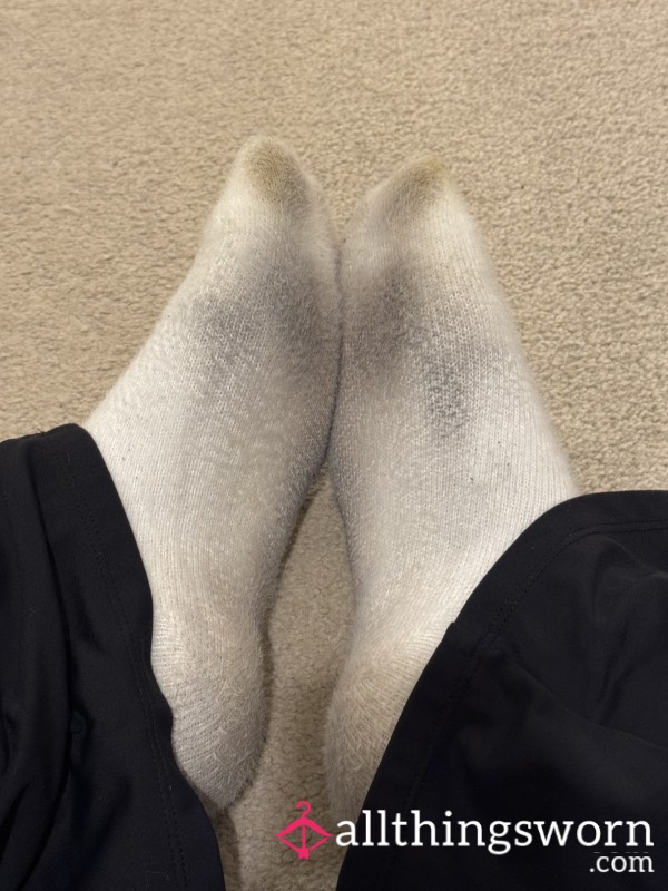 Fuzzy White Smelly Week-worn-work Socks.