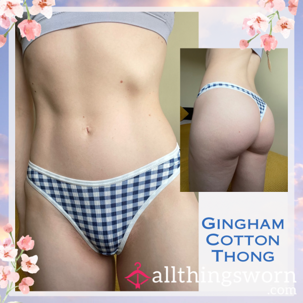 Gingham Cotton Thong 🏁 1 Day Wear - £20. Longer Wears And International Shipping Available 🌎