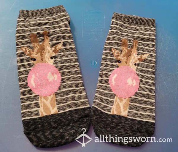 Giraffe Blowing Bubble Gum Anklet Socks