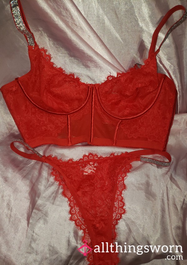 Glittery/ Red 2 Peice Lingerie Set