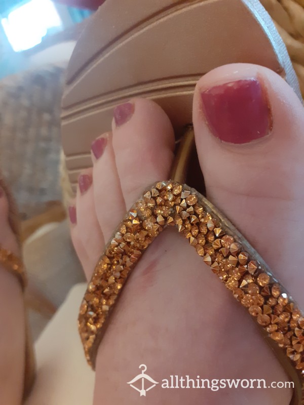 Gold Hoilday Flip Flops