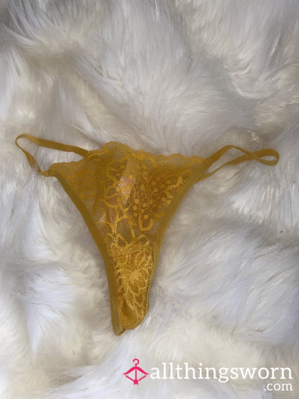 Gold Lace Mesh String Thong