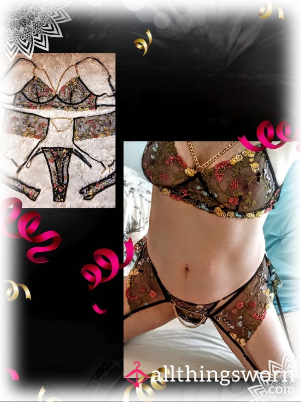 Custom Video, Photo Set & Wear With Sheer Black Lingerie Garter Set