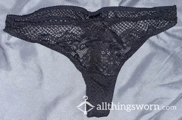 Hairy Pu**y Full Bush 48hr Wear Goth Black Lace Thong🖤✨