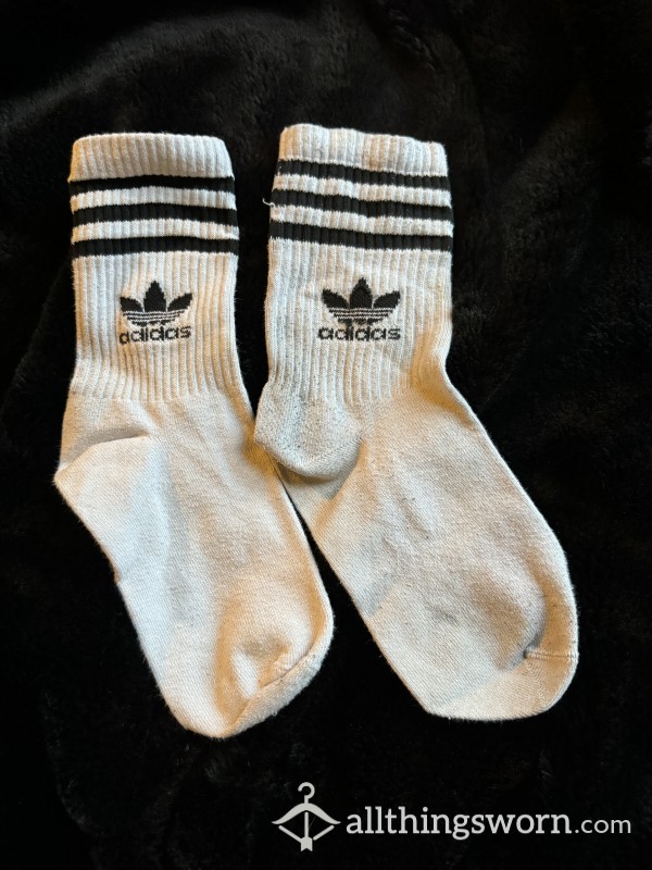 Goth Girl White Adidas Socks Well Used UK8