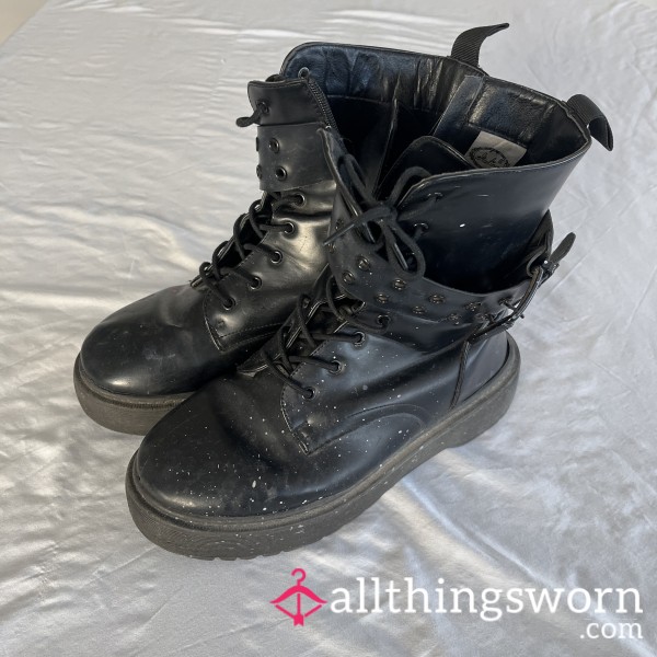 Goth Platform Combat Boots Destroyed