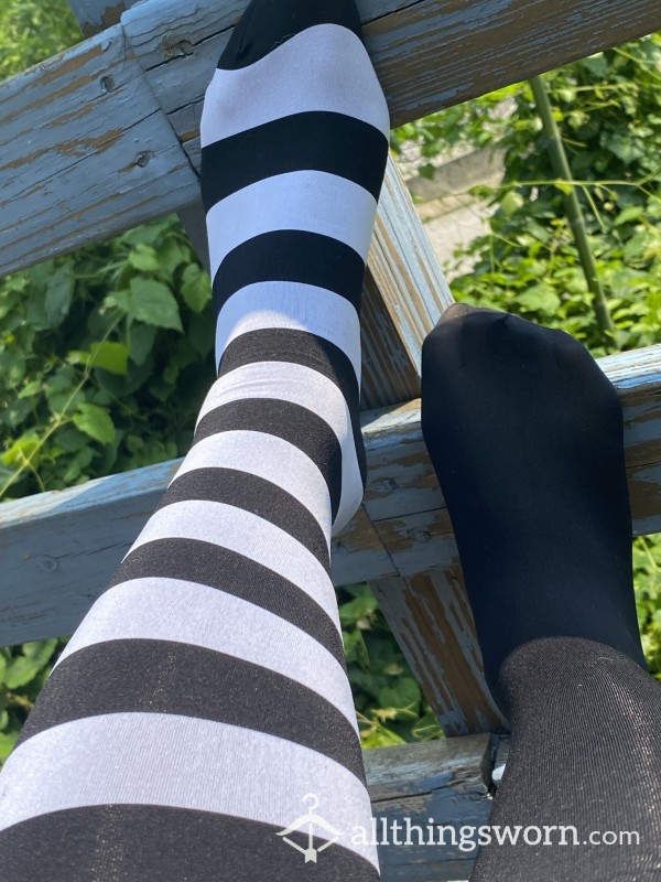 Goth Tights - Black & White Striped Tights