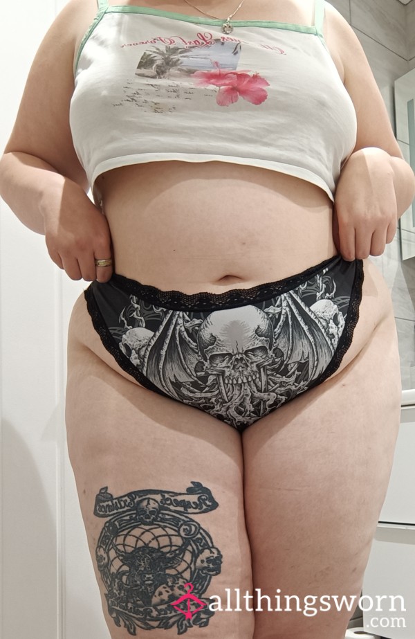 Gothic Winged Octopus Type Skull Themed Thong Size 3xl (UK 22) BBW