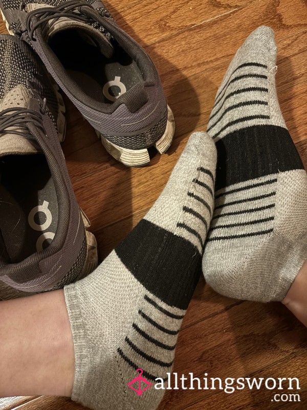 Gray And Black Womens Ankle Socks