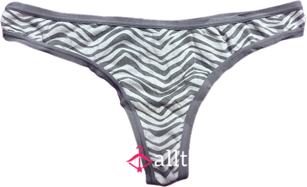 Gray And White Zebra Thong