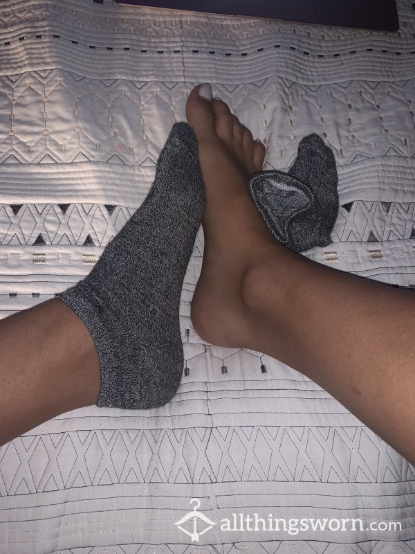 Gray Cotton Ankle Socks