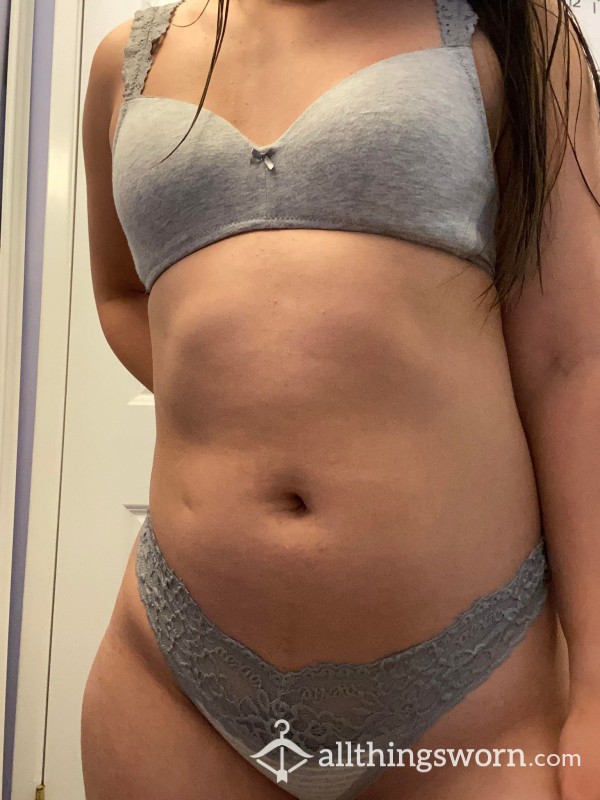 Gray Lace Bra And Panties