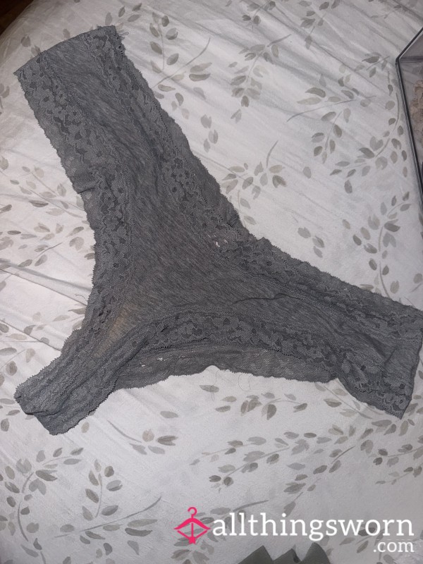 Gray Lace Trim Cheeky Panties