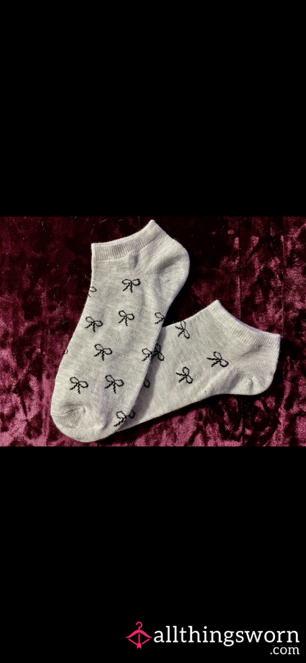 Gray Socks With Cherry Bows