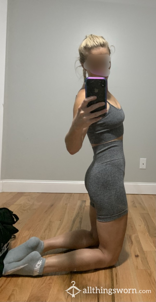 Gray Sweaty Gym Set