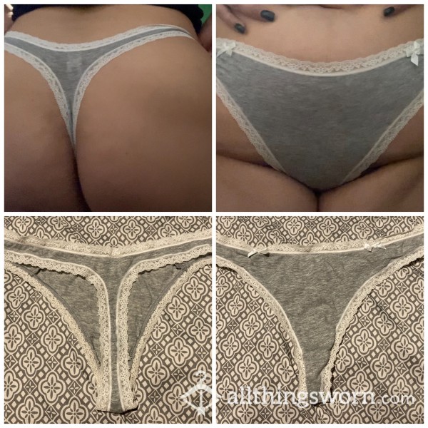 Gray W/ White Lace Trim