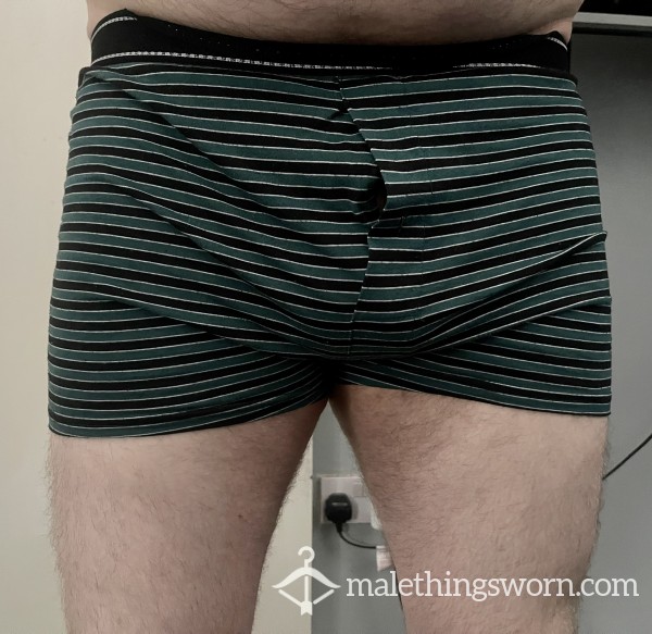 Green & Black Striped Cotton Boxers