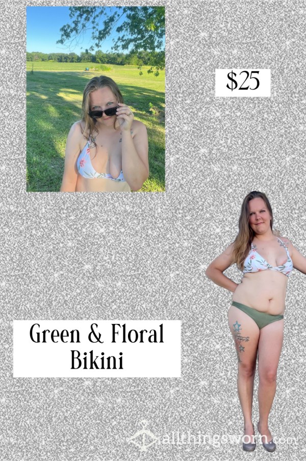 Green & Flor*l Bikini