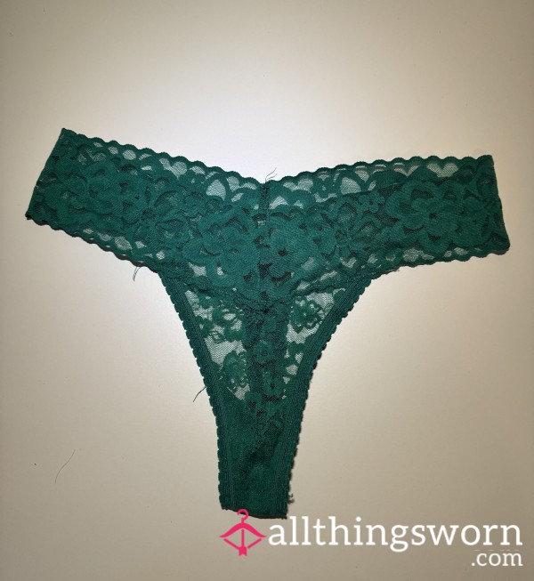 Green Flor*l Lace Thong