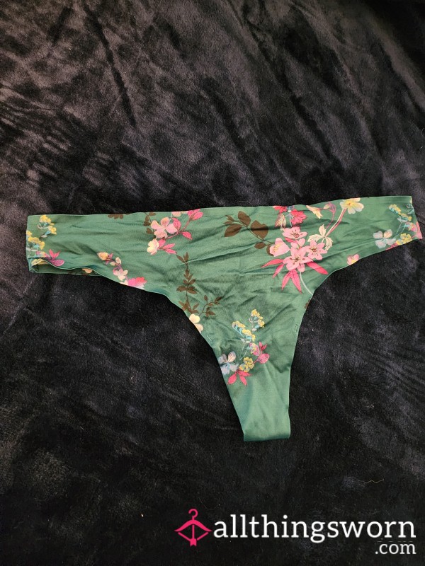 Green Flowers Well-worn Thong To Be Soaked For You