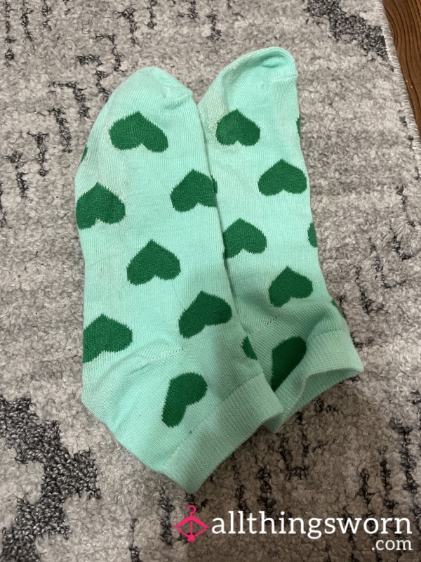 Green Heart Ankle Socks