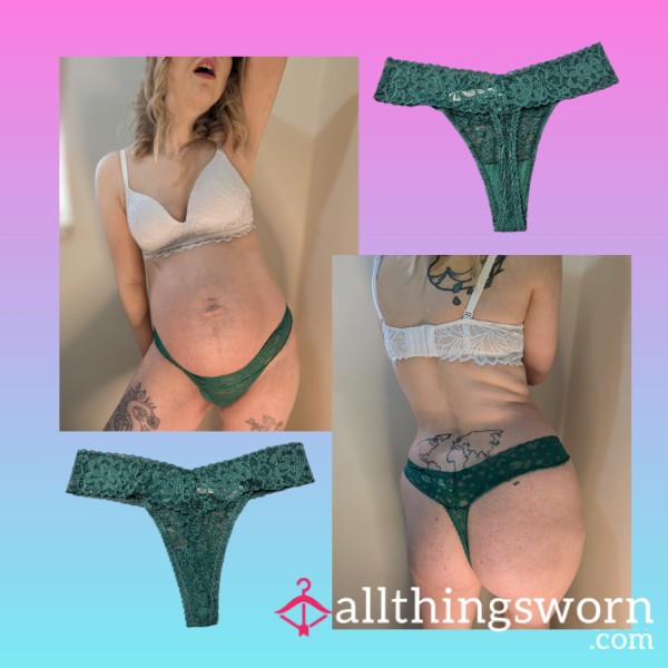 Green Lacey Thongs