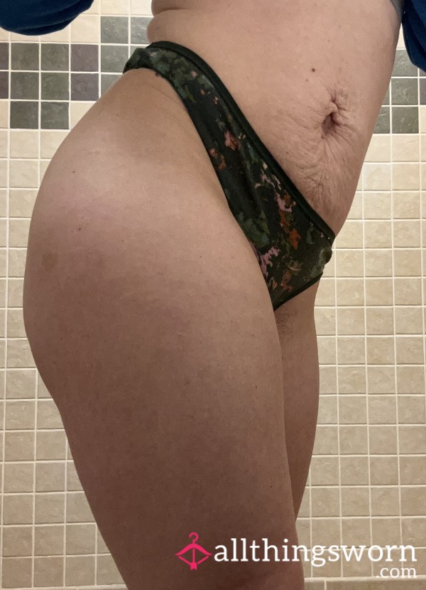 Green Pattern Thong