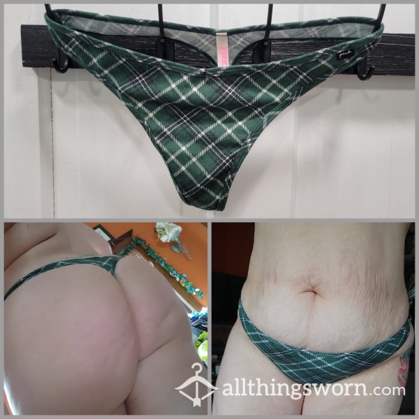 💚Green Plaid Thong💚