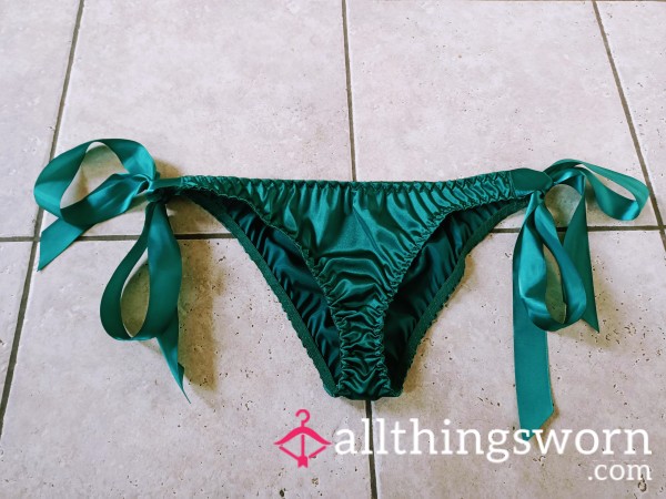 Green Satin Feel Brief With Bows