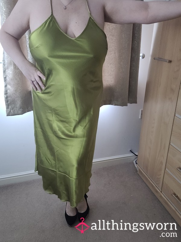 Green Satin Night Slip