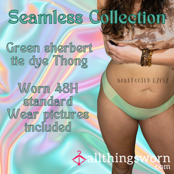 🛸🛸 Green Seamless Collection, Tie Dye Thong