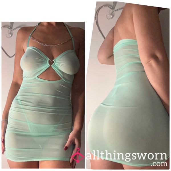 Green Sheer Dress With G String