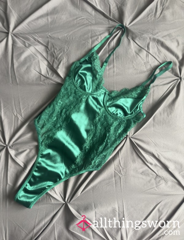 Green Silk Lace Lingerie Bodysuit