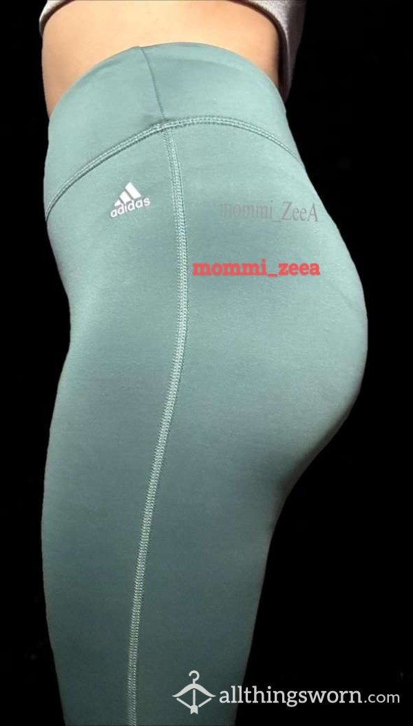 Green Sweaty Adidas Leggings | No Panties 😘 | Size M