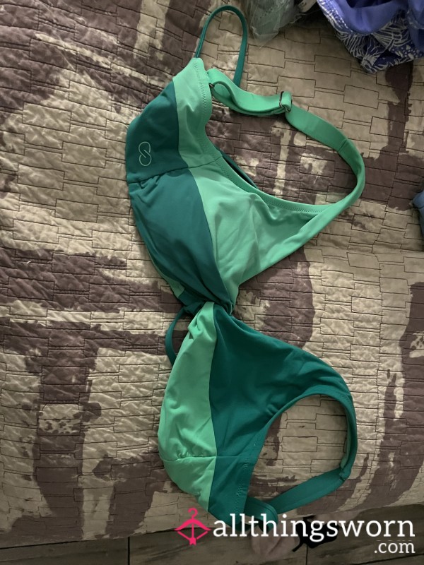 Green Triangle Swim Bra