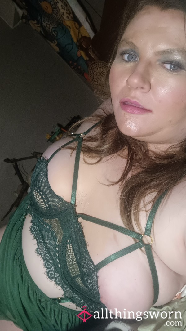 Green Two Piece Together Lacy Lingerie