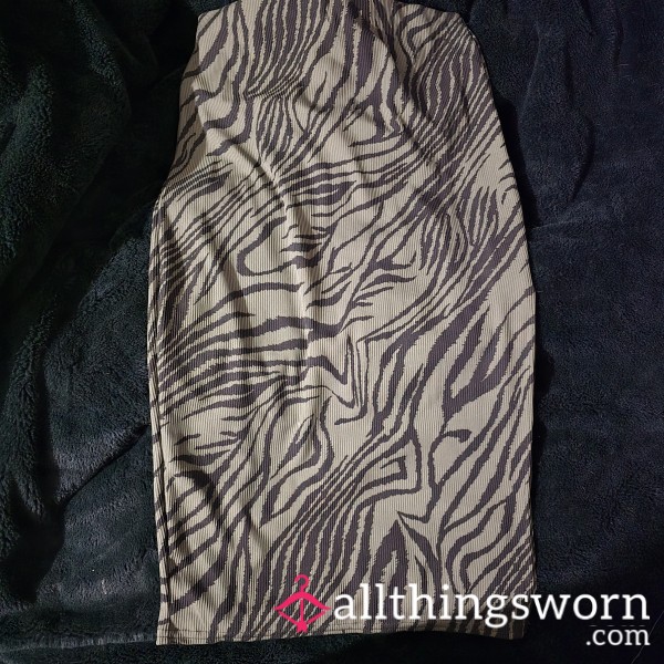 Green Zebra Print Skirt- With Slit