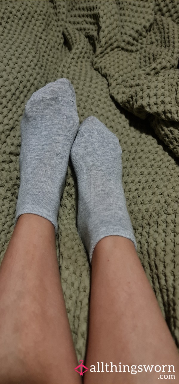 Grey Ankle Socks Worn 5 Days