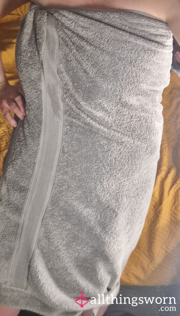 Grey Bath Towel Used For 3 Days