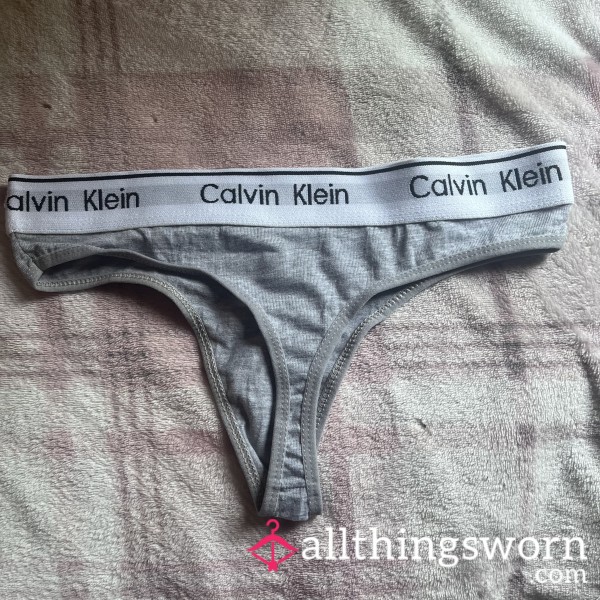 🩶 Grey Calvin Klein Thong + 2 Min Play Video Included ♡ £5 UK P&P 💌 Worldwide Shipping Available ⚓️