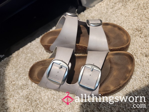 Grey Cork Bed Sandals Well Worn!