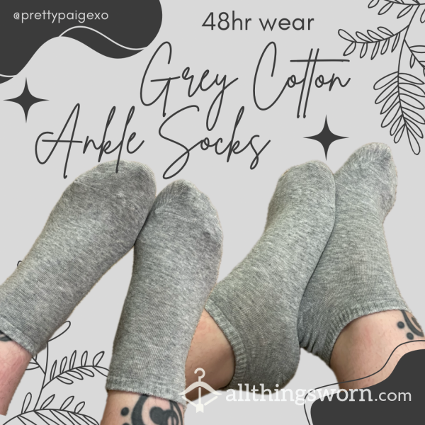 Grey Cotton Ankle Socks 🩶 Small Size 5.5 Feet— 48hr Wear 👣