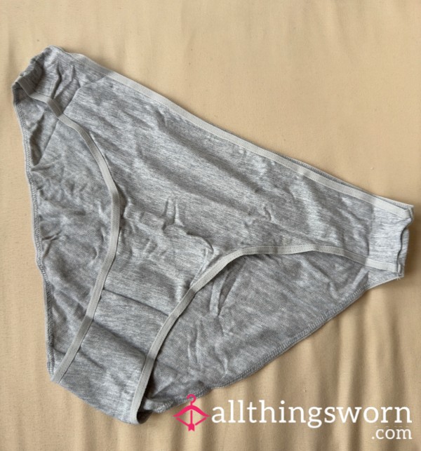 Grey Cotton Panties, 48hr Wear 🤍