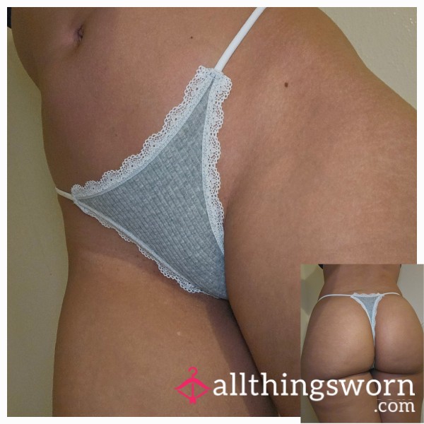 Grey Cotton Thong