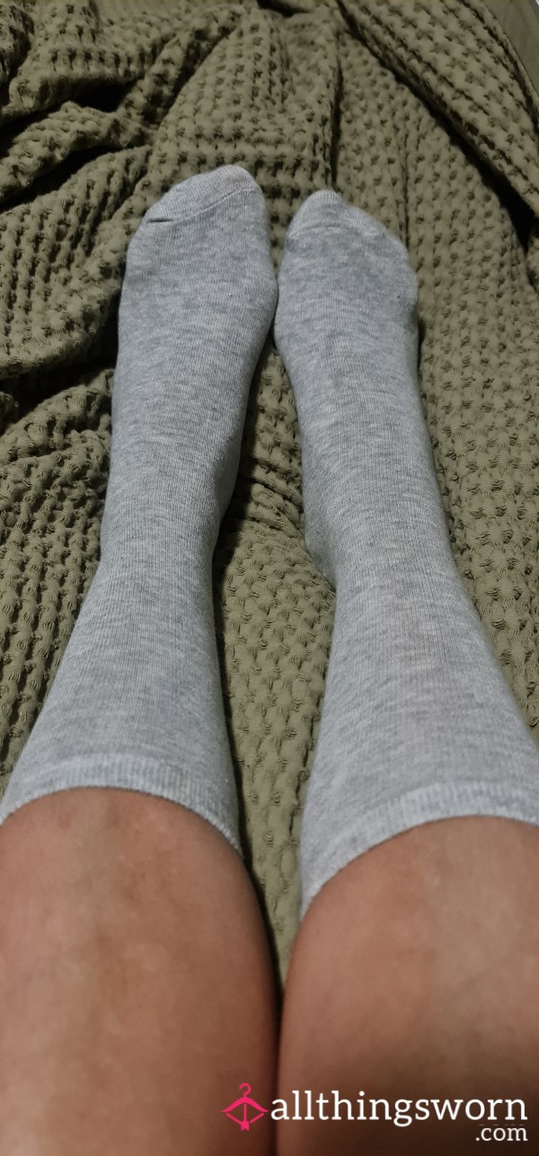 Grey Crew Socks Worn 5 Days