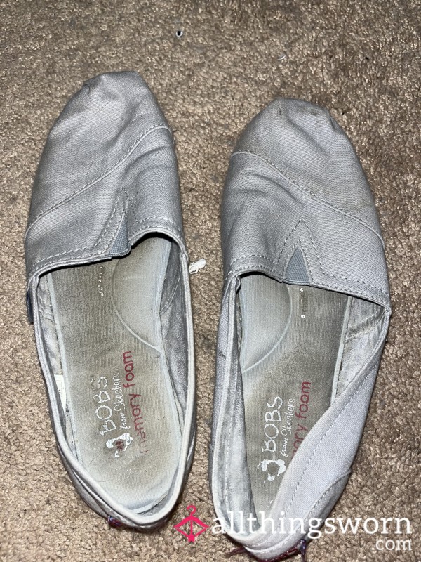 Grey Extremely Well Worn Soiled Toms/Bobs Shoes