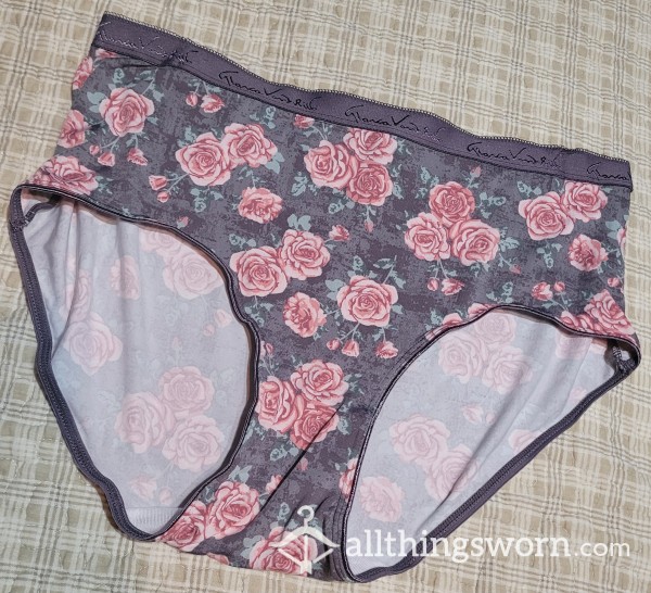 Grey Flowered Silky Panty