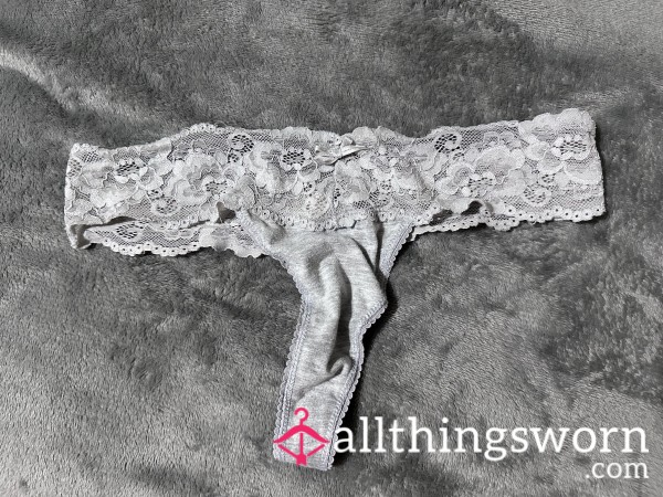 Grey Lace Thong, Worn Dog Walking Today.