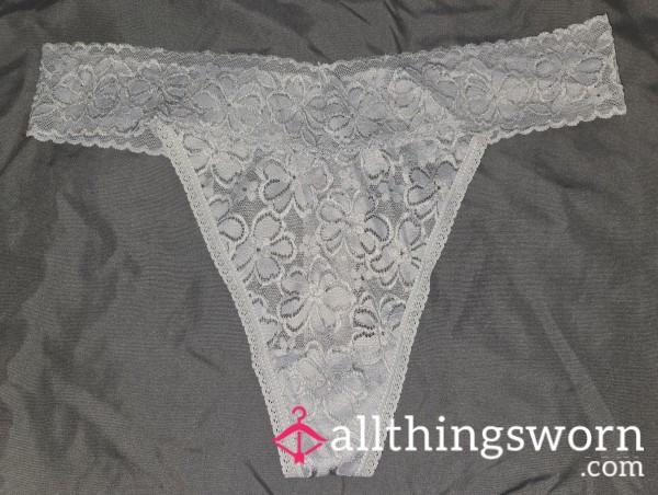 Grey Lacey Thongs