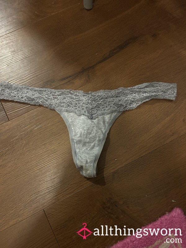 Grey Lacy Thong